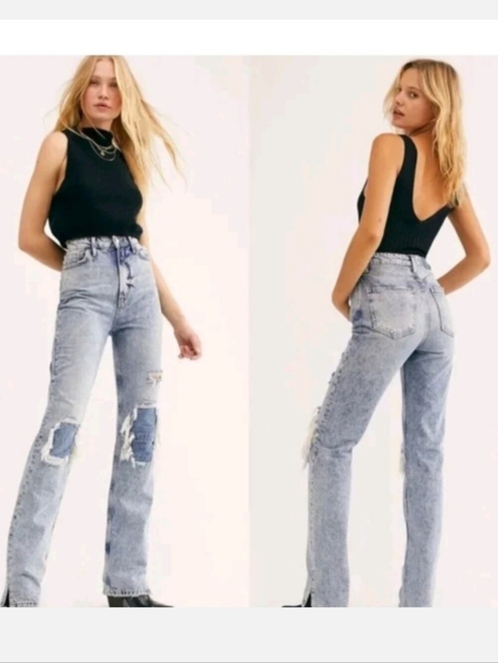 High-Waisted Light Wash Distressed Women’s Jeans